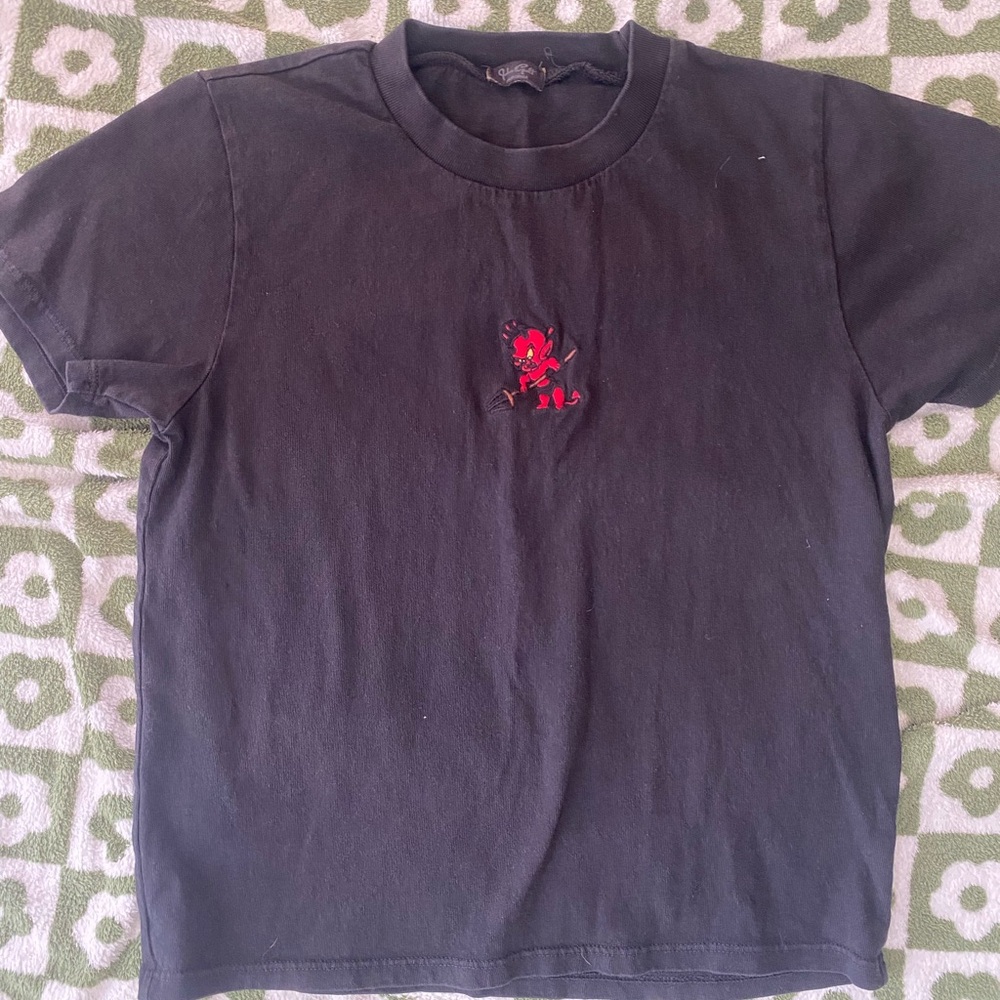 Brandy Melville Black Tee with Red Graphic